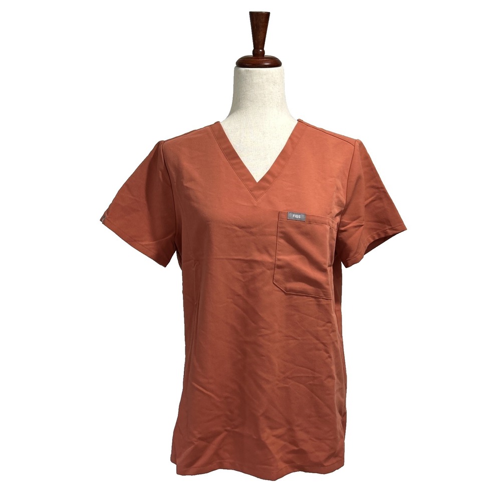 Figs Scrub Top Women Medium Orange Catarina One Pocket Technical Collection‎